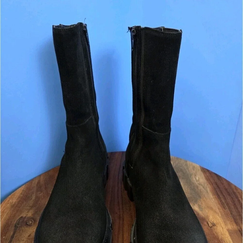 FREE PEOPLE Brooks Chelsea Boots Women's 9 (EU39) Black Suede Lug Sole